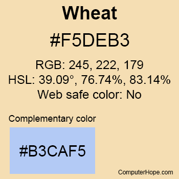 Example of Wheat color or HTML color code #F5DEB3.