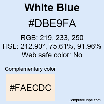 Example of White Blue color or HTML color code #DBE9FA.