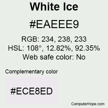 Example of White Ice color or HTML color code #EAEEE9.