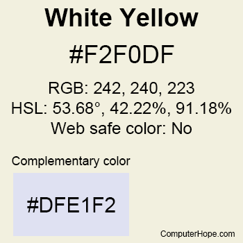 Example of White Yellow color or HTML color code #F2F0DF.