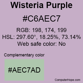 Example of Wisteria Purple color or HTML color code #C6AEC7.