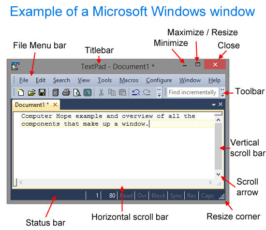 Toolbar on a window