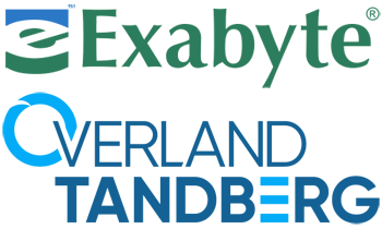 Exabyte (legacy) logo, and Overland Tandberg logo