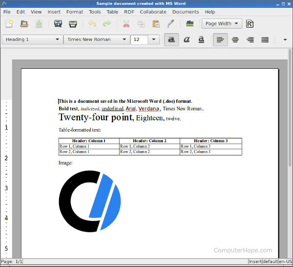 AbiWord document view