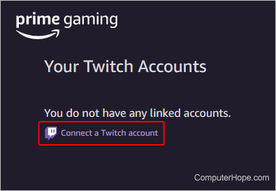 Connect a Twitch Account link.