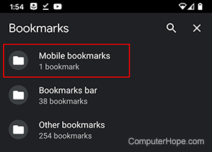 Android bookmarks