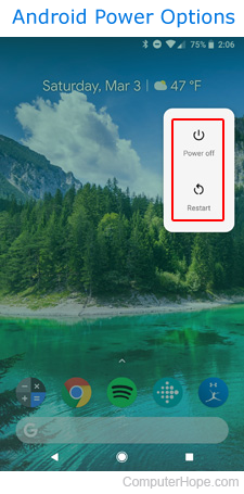 Power options menu on an Android device.