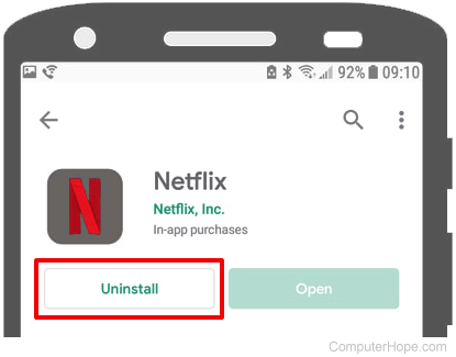 Uninstall app