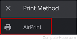 AirPrint selector