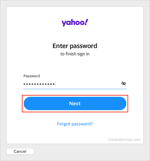 Entering the password for an e-mail account on Apple Mail.