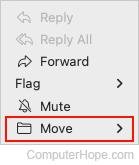 Move selector in Apple Mail.