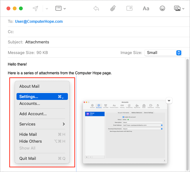 Removing attachments from an Apple Mail message.