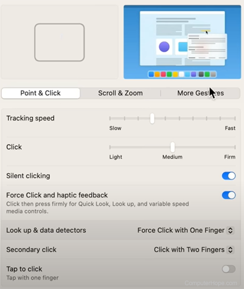Apple trackpad settings
