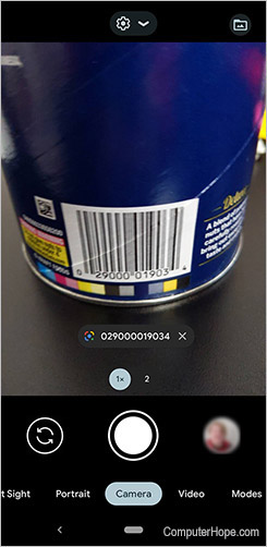Smartphone scanning barcode product