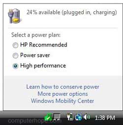 Proprietà di alimentazione della batteria di Windows Vista