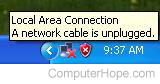 Network cable unplugged icon in Windows XP