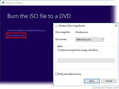 Optionally, run the Windows Disk Image Burner