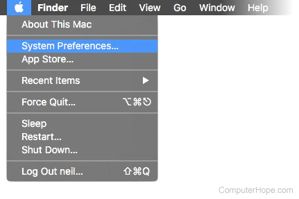 System Preferences in the Apple Menu