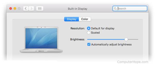 Adjusting brightness in macOS system preferences