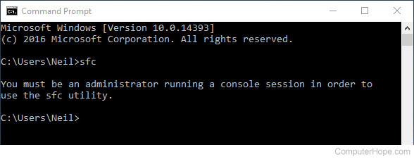 Windows 10 command prompt error: Administrator privileges required