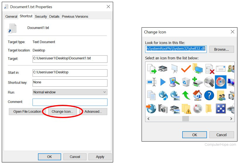 Change Windows shortcut icon