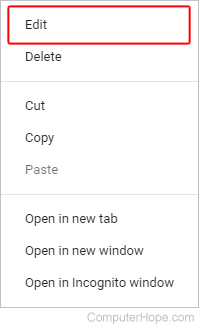 Selector that opens the edit menu in Google Chrome.