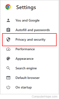 Privacy and security selector.