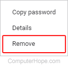 Remove saved password button in Chrome