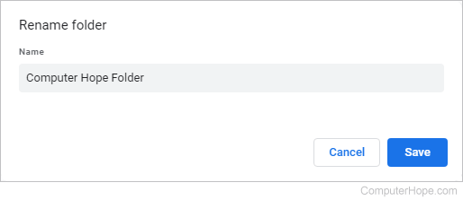 Mengganti nama folder bookmark di Google Chrome.