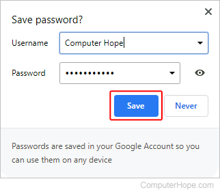 Save password prompt in Chrome