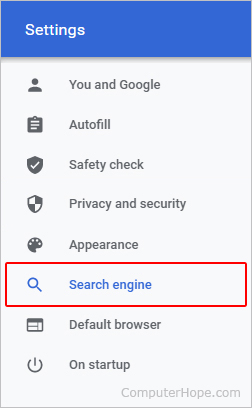 Search engine selector in Chrome.