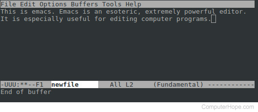 The emacs editor, running on Linux