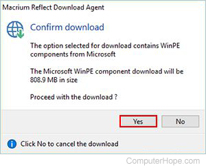 Click Yes to install Windows Preinstallation Environment module.