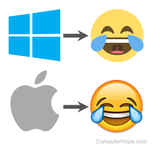 Emojis auf den Betriebssystemen Windows und macOS.