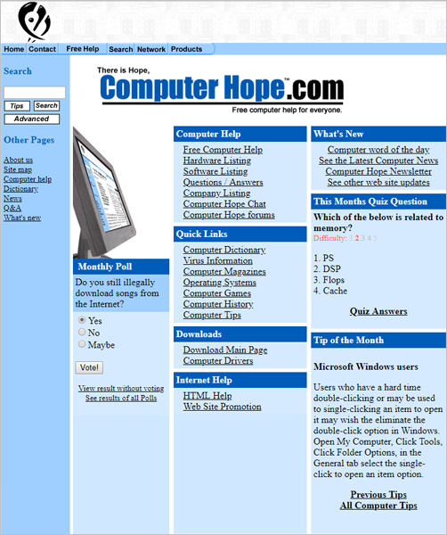Computer Hope in 2004.