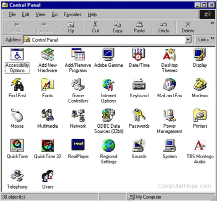 Microsoft Windows 98 Control Panel