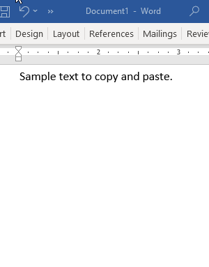 Microsoft Word document with several words to copy and paste.