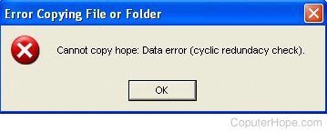 CRC error in Windows XP