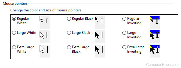 Mouse cursor size