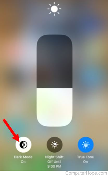 Dark Mode settings in iOS