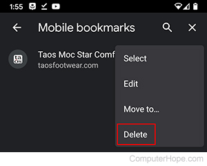 Delete mobile bookmarks