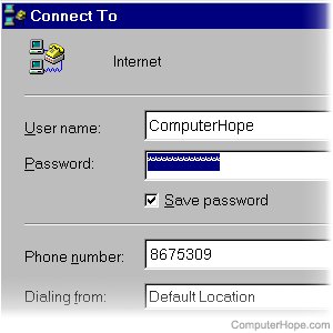 Dial-up connection dialog box.