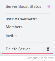 Delete Server from Discord.