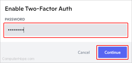 Enable Two-Factor Auth password.