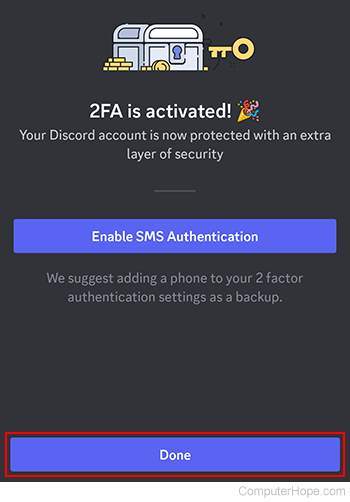 Done button on Discord mobile.