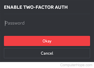 Entering a password on Discord mobile.