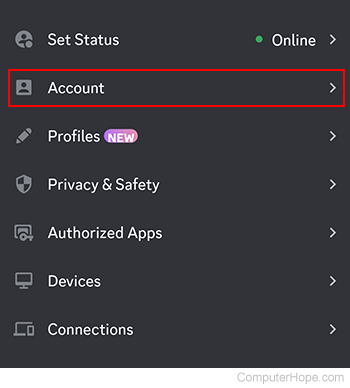 User profile icon on Discord mobile.