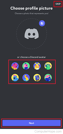 Choosing a profile picture on Discord mobile app
