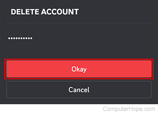 Deleting an account on Discord mobile.
