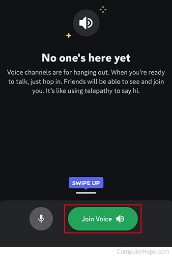 Join Voice button on Discord Mobile.